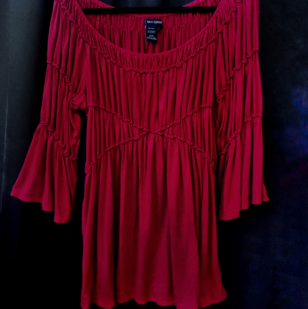 Ruched Maroon Flowy Shirt Dress